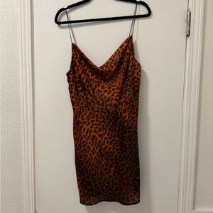 Zara Orange and Black Animal Print Mini Dress